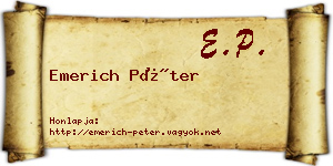 Emerich Péter névjegykártya